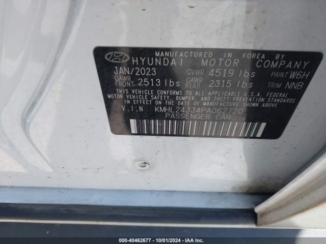 KMHL24JJ4PA062720 Hyundai Sonata Hybrid Blue