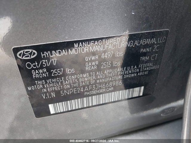 Hyundai SONATA SE 2018 5NPE24AF3JH668986 Image 9