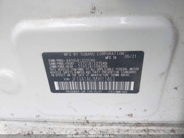 JF1VA1A62M9811463 Subaru WRX