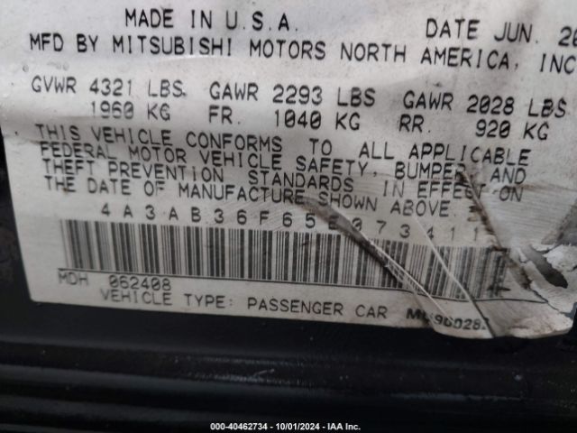 2005 MITSUBISHI GALANT 4A3AB36F65E073411 Photo 8