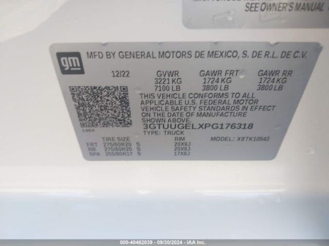 3GTUUGELXPG176318 GMC SIERRA 1500
