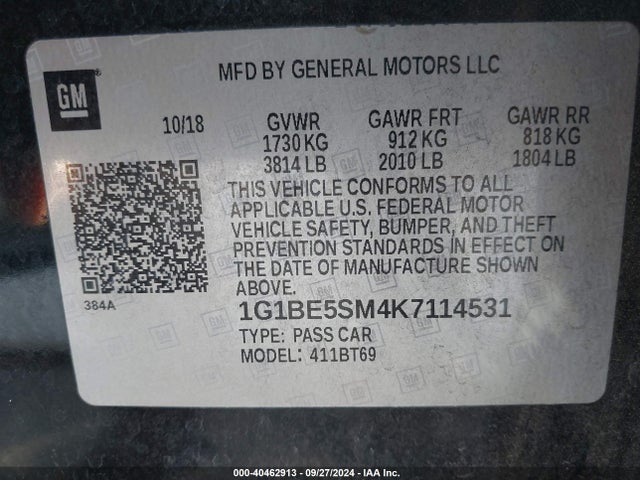 1G1BE5SM4K7114531 Chevrolet CRUZE LT