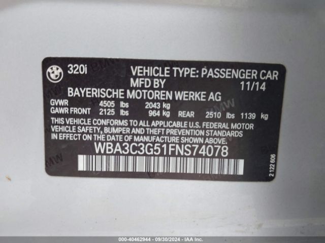 WBA3C3G51FNS74078 BMW 320i Xdrive