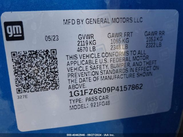 1G1FZ6S09P4157862 Chevrolet Bolt Euv Fwd Premier