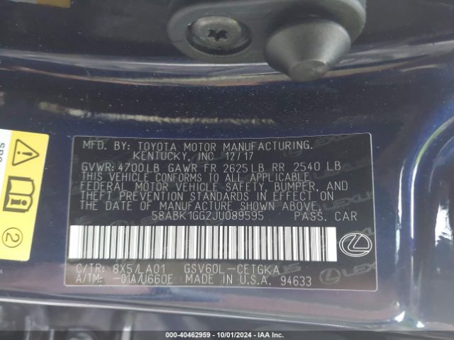 58ABK1GG2JU089595 Lexus ES 350
