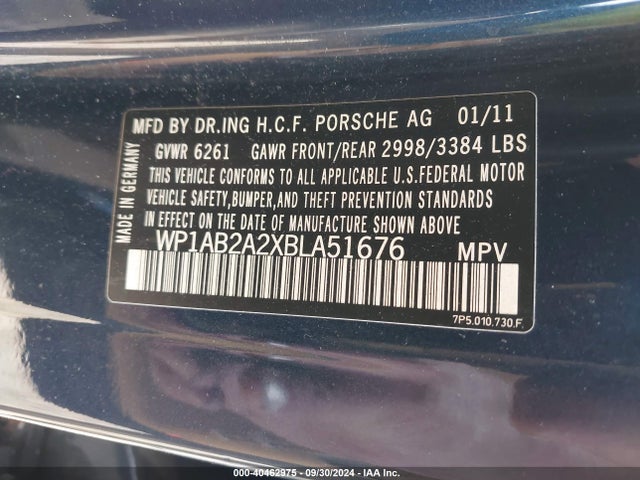 2011 PORSCHE CAYENNE WP1AB2A2XBLA51676 Photo 8
