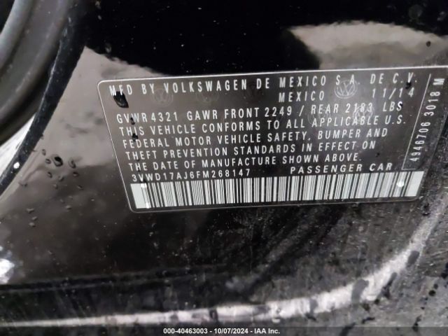 3VWD17AJ6FM268147 Volkswagen Jetta 1.8t Se