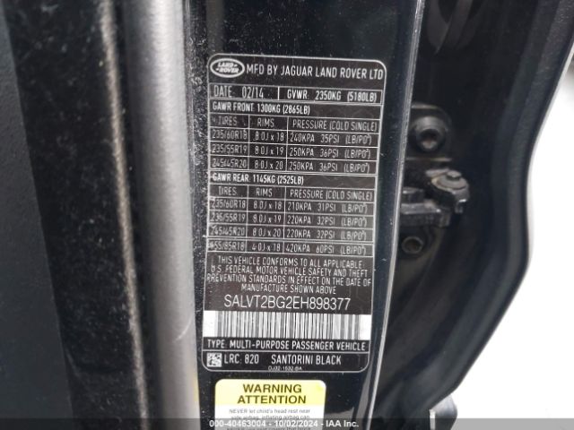 SALVT2BG2EH898377 Land Rover Range Rover Evoque Dynamic