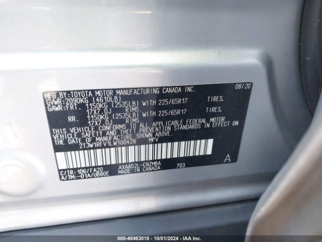 2T3W1RFV1LW100428 Toyota Rav4 Xle