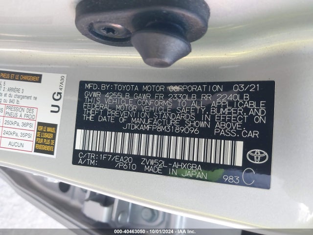 Toyota Prius Prime Limited 2021 JTDKAMFP8M3189096 Image 9