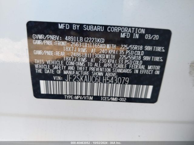 JF2SKAUC6LH543079 Subaru Forester Limited