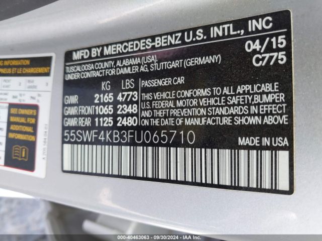 55SWF4KB3FU065710 Mercedes-Benz C 300
