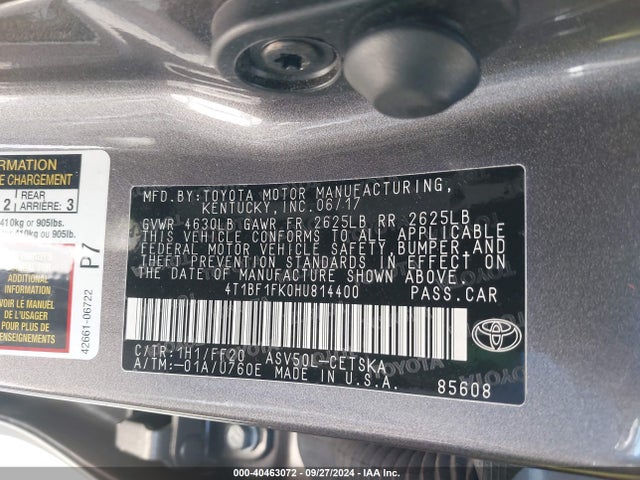 Toyota CAMRY SE 2017 4T1BF1FK0HU814400 Image 9