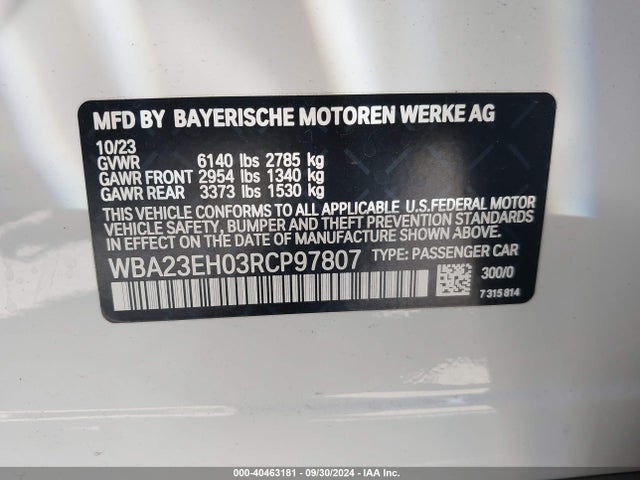 WBA23EH03RCP97807 BMW 740 I
