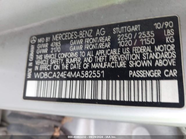 1991 MERCEDES-BENZ 300 WDBCA24E4MA582551 Photo 8