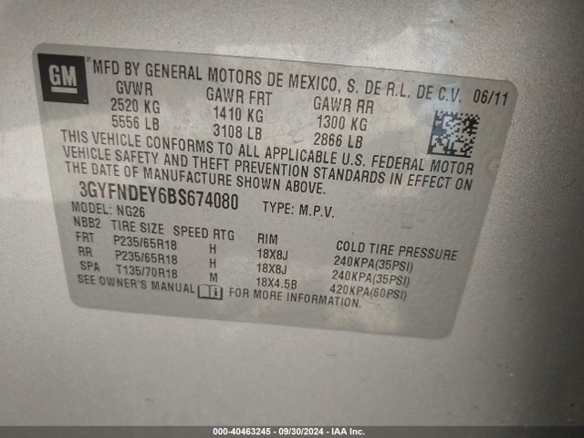 2011 CADILLAC SRX 3GYFNDEY6BS674080 Photo 8
