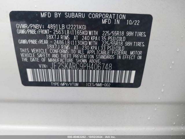JF2SKARC9PH406748 Subaru Forester Touring