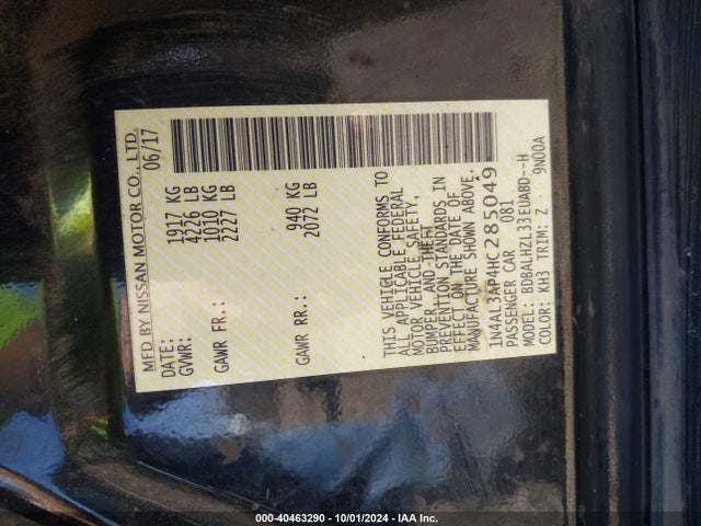Nissan Altima 2.5 Sr 2017 1N4AL3AP4HC285049 Image 9