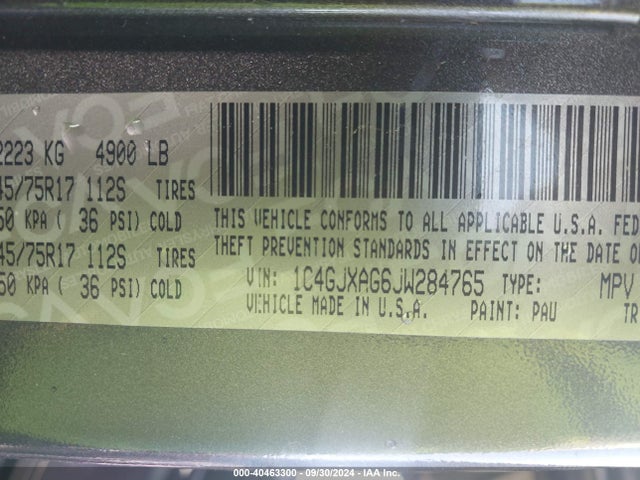 1C4GJXAG6JW284765 Jeep Wrangler Sport S 4x4