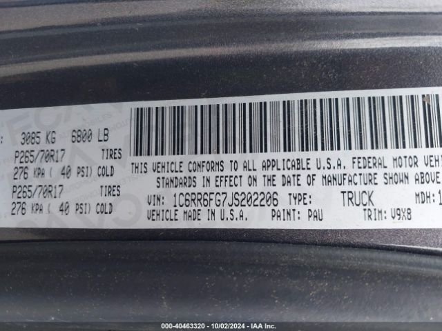 1C6RR6FG7JS202206 RAM 1500 Express Quad Cab 4x2 6'4 Box