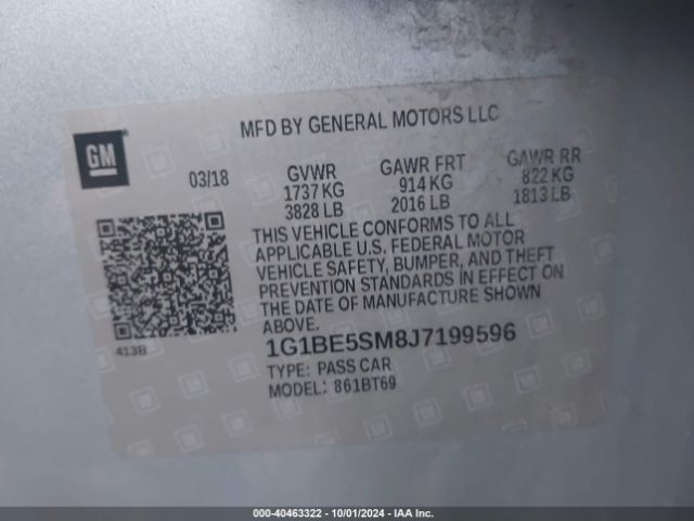 1G1BE5SM8J7199596 Chevrolet Cruze Lt Auto