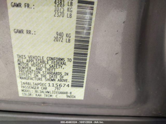 1N4BL3AP0EC115674 Nissan Altima 3.5 Sl