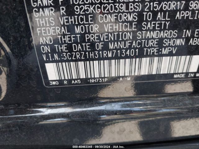 3CZRZ1H31RM713401 Honda Hr-v 2wd Lx