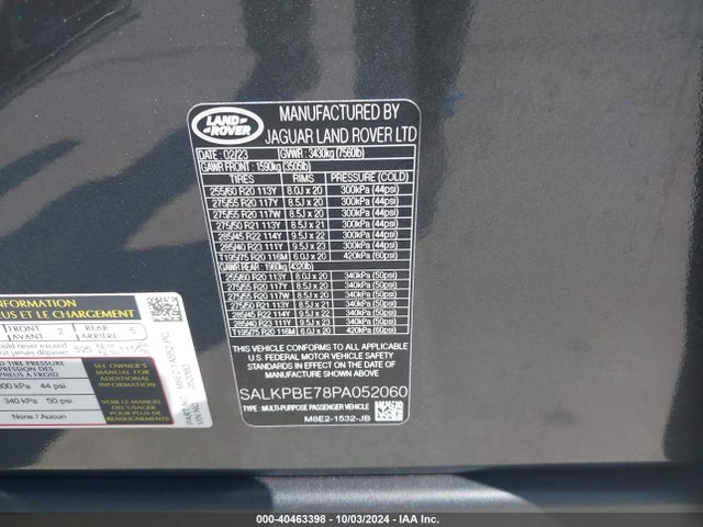 SALKPBE78PA052060 Land Rover Range Rover P530 Se