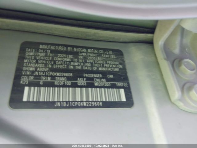 JN1BJ1CP0KW229608 Nissan Rogue Sport S