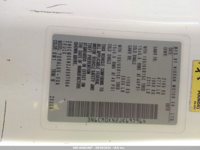 3N6CM0KN2JK697964 Nissan NV200 SV