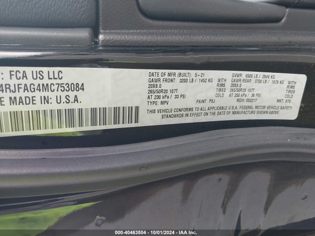 1C4RJFAG4MC753084 Jeep Grand Cherokee Laredo X 4x4