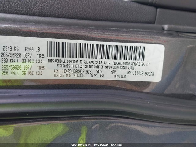 1C4RDJDGXHC719291 Dodge Durango Gt Awd