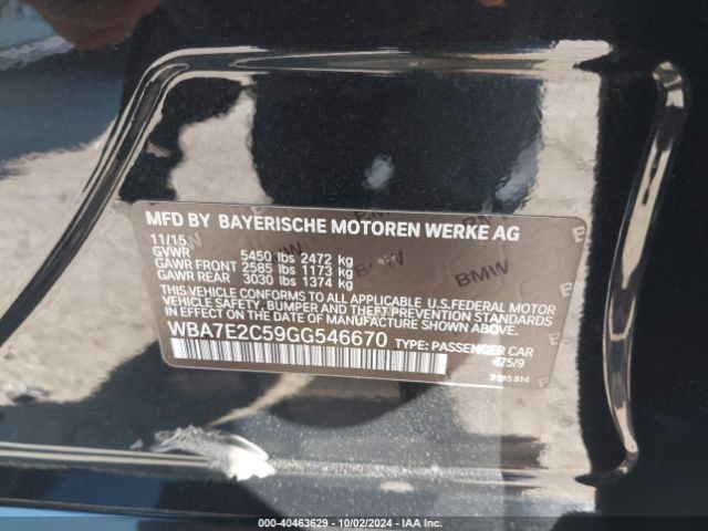 WBA7E2C59GG546670 BMW 740I