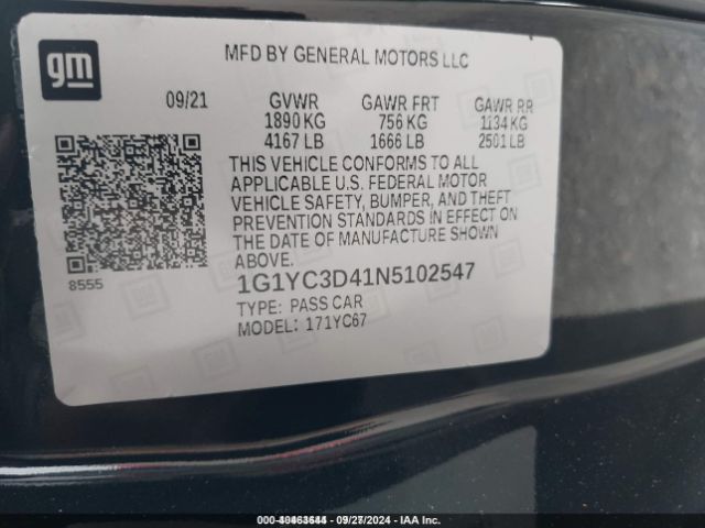 1G1YC3D41N5102547 Chevrolet Corvette Stingray Rwd  3lt