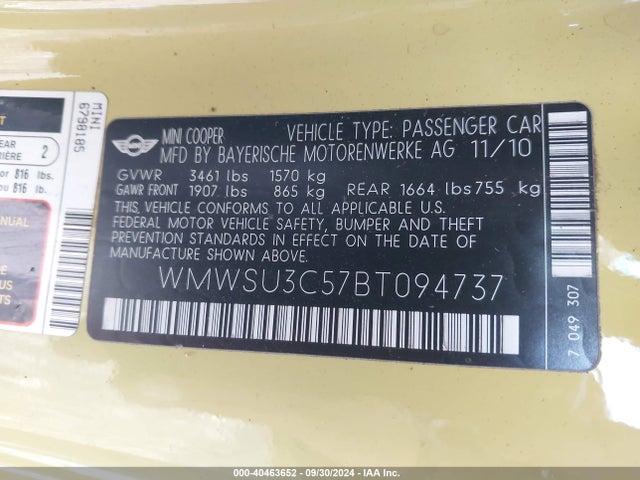 2011 MINI COOPER WMWSU3C57BT094737 Photo 8