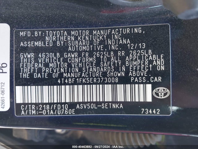 Toyota CAMRY LE 2014 4T4BF1FK5ER373008 Image 9