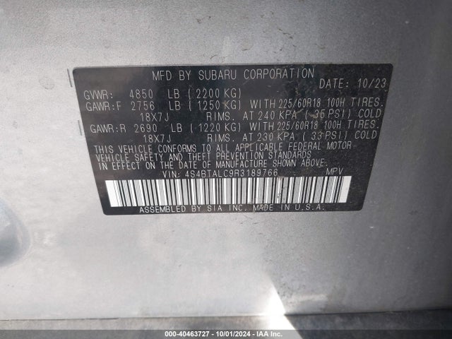 Subaru Outback Onyx Edition 2024 4S4BTALC9R3189766 Image 9