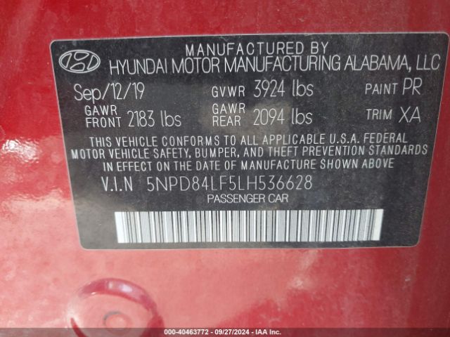 5NPD84LF5LH536628 Hyundai Elantra Value Edition