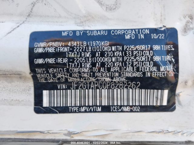 JF2GTAPC0P8282262 Subaru Crosstrek Premium