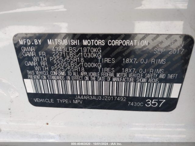 2018 MITSUBISHI OUTLANDER SPORT JA4AR3AU3JZ017492 Photo 8