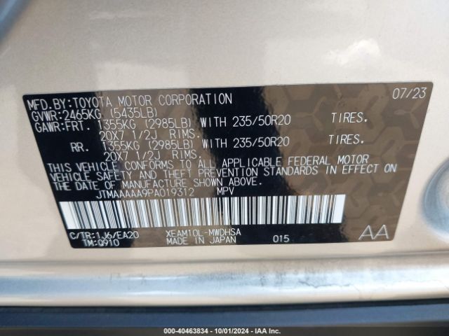 JTMAAAAA9PA019312 Toyota Bz4x Limited
