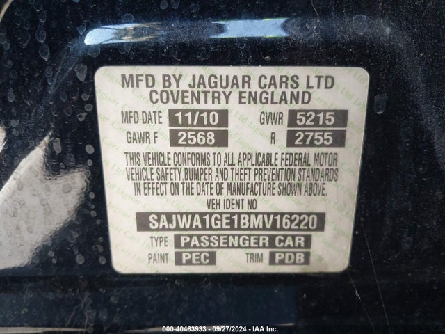 2011 JAGUAR XJ SAJWA1GE1BMV16220 Photo 8