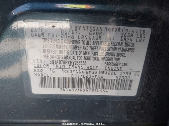 3N1AB7APXHY256556 Nissan SENTRA SL