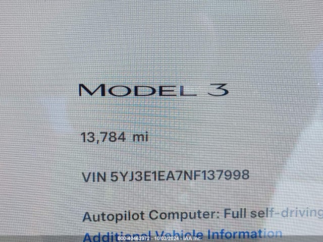Tesla MODEL 3 2022 5YJ3E1EA7NF137998 Image 15