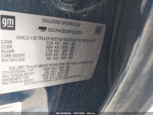 2GCPACED8P1113203 Chevrolet Silverado 1500 2wd  Short Bed Lt
