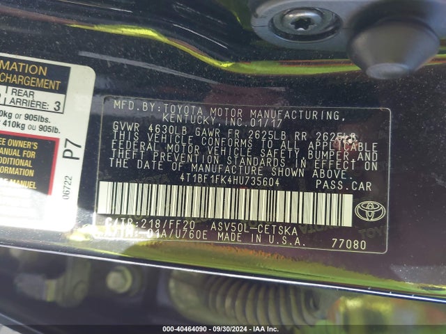 Toyota CAMRY SE 2017 4T1BF1FK4HU735604 Image 9