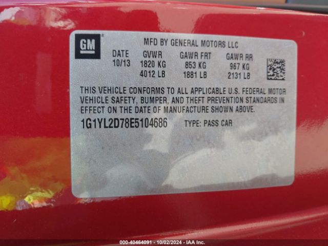 1G1YL2D78E5104686 Chevrolet Corvette Stingray Z51