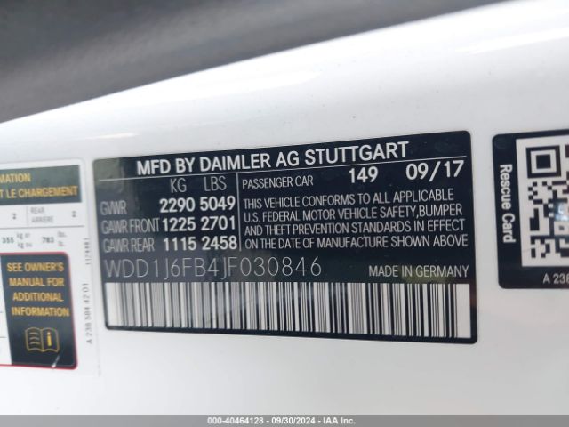 WDD1J6FB4JF030846 Mercedes-Benz E 400