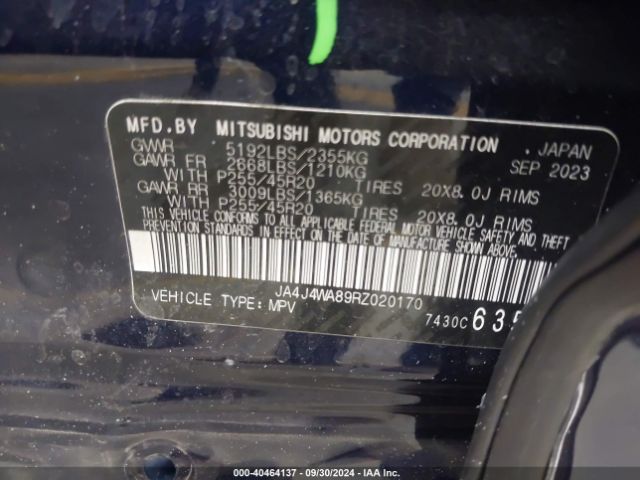 JA4J4WA89RZ020170 Mitsubishi Outlander Sel 2.5 S-awc