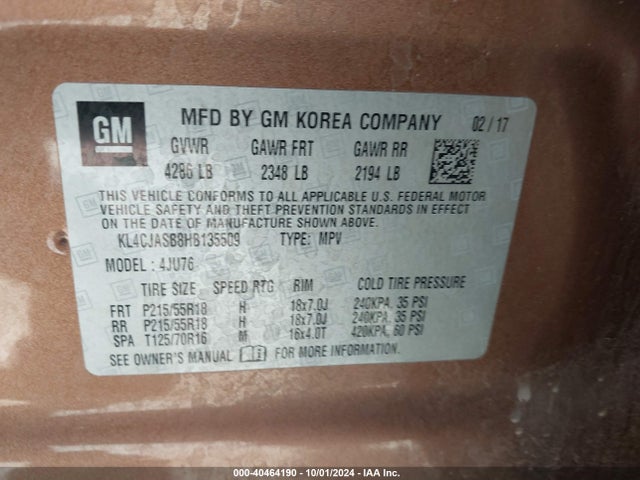 KL4CJASB8HB135509 Buick Encore Preferred